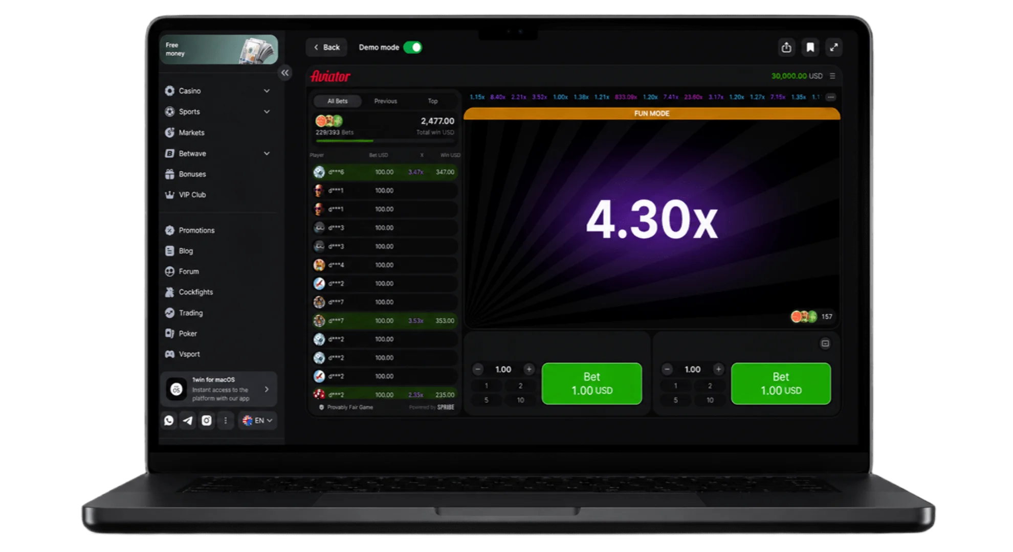 aviator demo mode